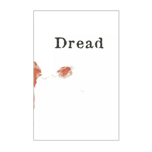 Text 'Dread' with abstract red paint strokes on a white background