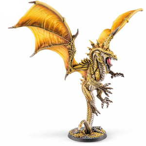 Dragon figurine with gold and bronze colors on a white background, featuring the 'Dungeons & Dragons' logo.