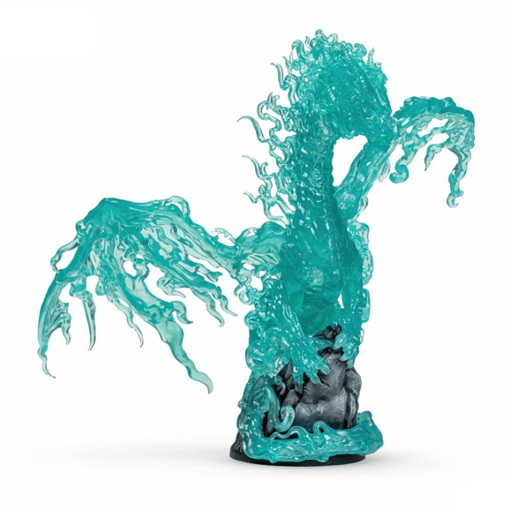 Teal dragon figurine with 'Dungeons & Dragons' logo on a white background