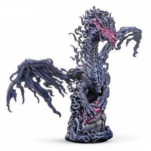 Fantasy dragon figurine with intricate design on a white background, featuring the Dungeons & Dragons logo.