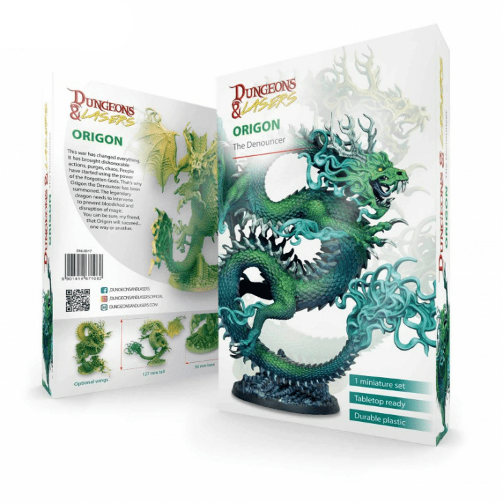 Two packages of 'Dungeons & Dragons' miniatures featuring a green dragon design.
