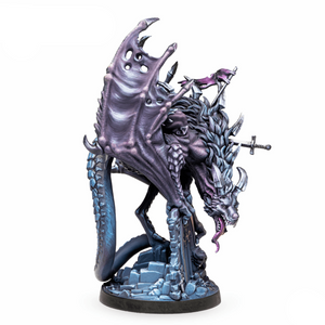 Fantasy figurine with intricate design on a white background, featuring the 'Dungeons & Lasers' logo.