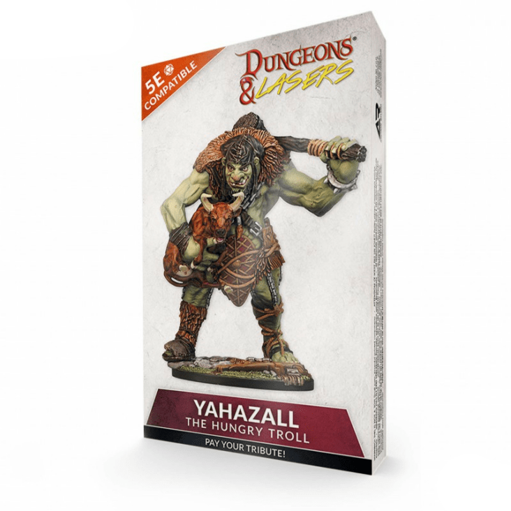 Dungeons & Dragons figurine packaging featuring a hungry troll with game logo and text.