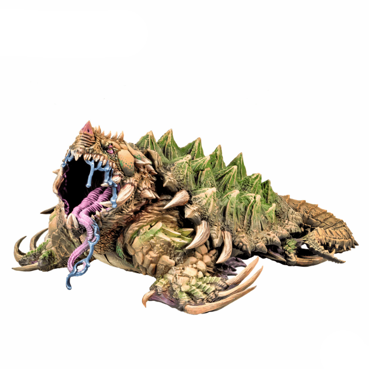 Monster figurine with 'Dungeons & Lasers' logo on a white background