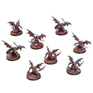 Set of fantasy dragon figurines on white background with 'Dungeons & Lasers' logo.