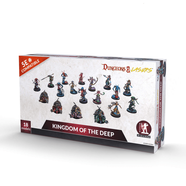 Dungeons & Lasers Kingdom of the Deep miniatures set packaging on a white background