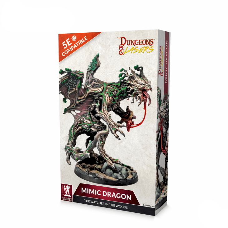 Dungeons & Dragons Mimic Dragon figurine packaging on a white background