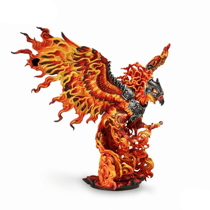 Flame-themed figurine with 'Dungeons & Dragons' logo on a white background
