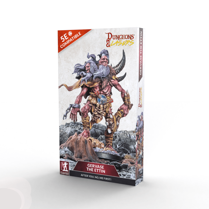 Dungeons & Dragons figurine packaging with Gervase the Etin on a white background