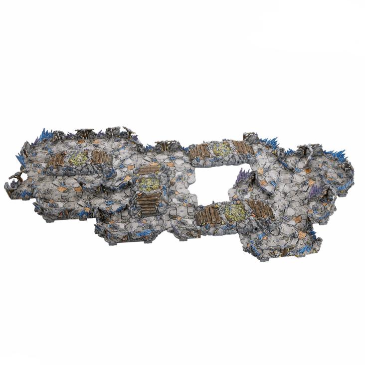 Game map terrain piece with 'Dungeons & Lasers' logo on a white background