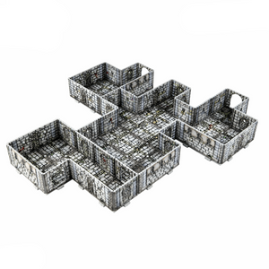 Set of modular dungeon tiles with 'Dungeons & Lasers' branding on a white background.