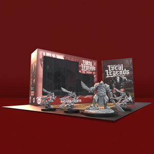 Wargaming miniatures set with 'Local Legends' branding on a red background