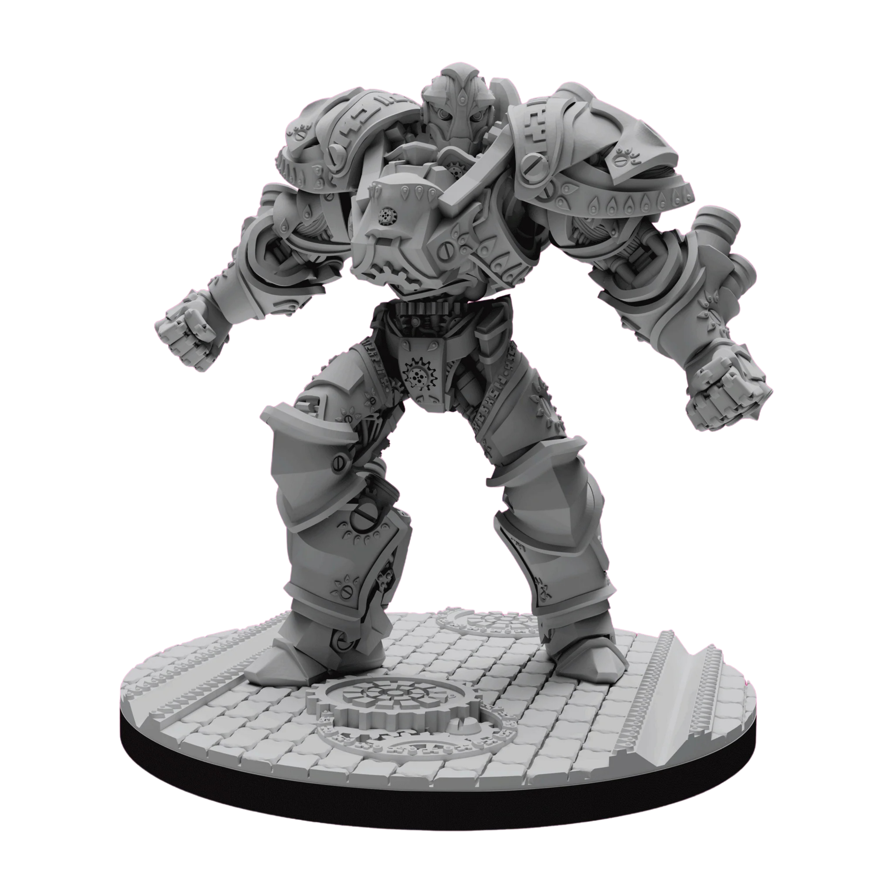Gray metallic figurine on a white background