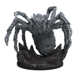 Gray spider-like creature figurine on a white background