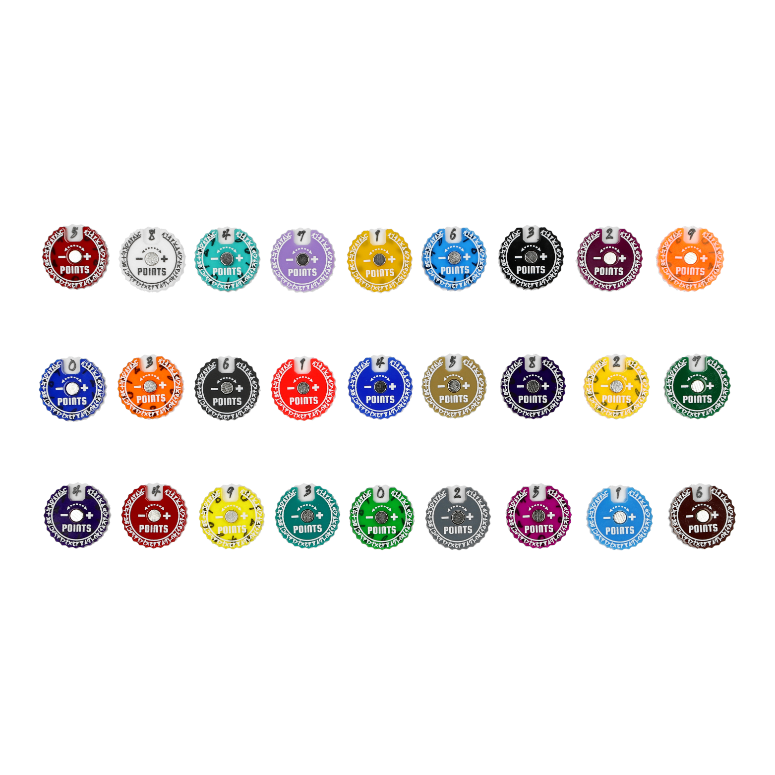 Epic Loot Box 20mm Magnetic 0-9 Trackers 9Pack Runic Script