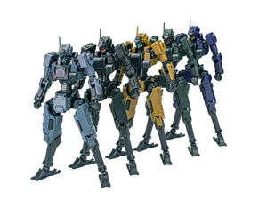 Four robot toy figures on a white background