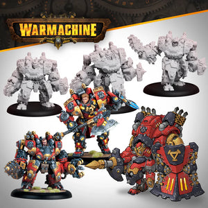 Steamforged Warmachine Khador figurines on a gray background
