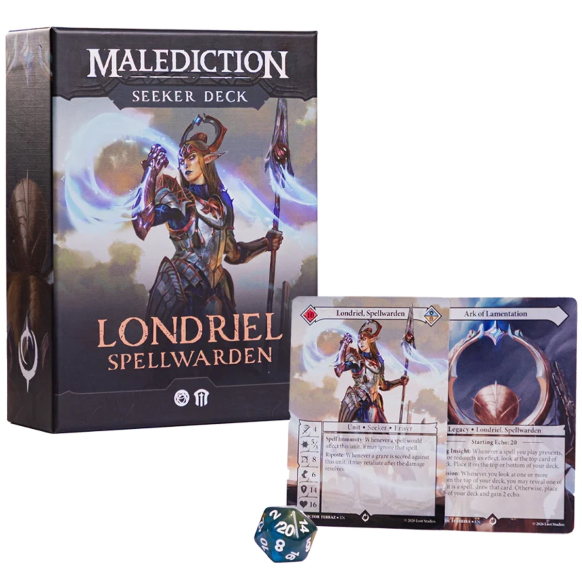 Malediction Seeker Deck packaging with character illustration and game cards on a white background
