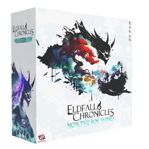 Eldfall Chronicles Northern Wind game box with colorful dragon design on a white background