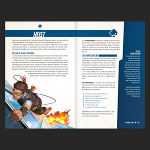 Gamebook page with character illustration and text on a white background