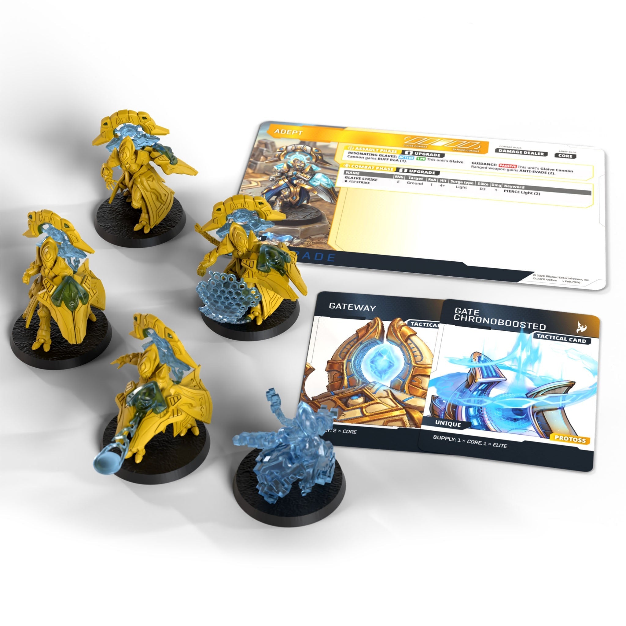 StarCraft game figures and cards on a white background