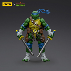 Toy figure of a turtle character from Nickelodeon with Joytoy branding on a dark background