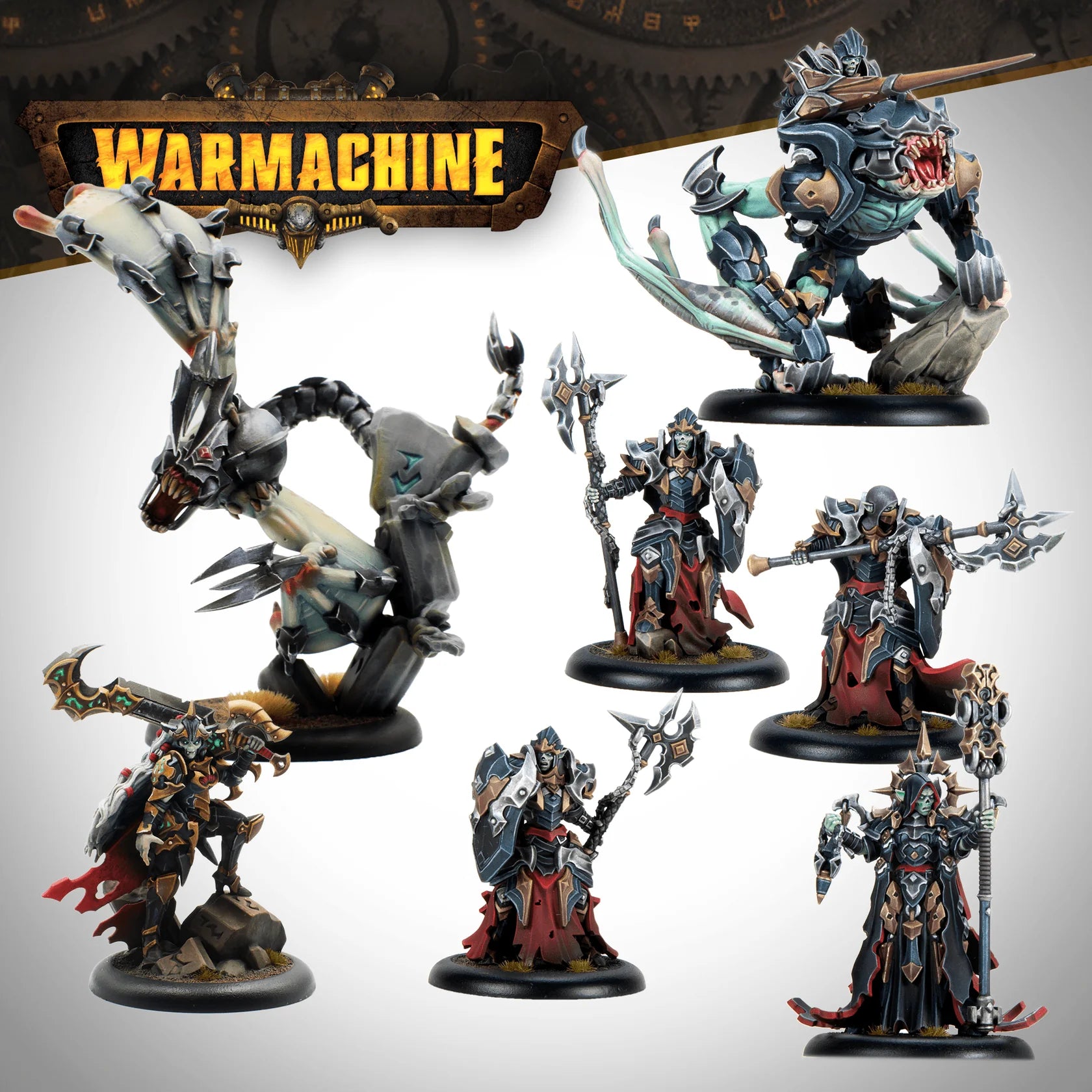 Collection of Warmachine figures from the Dusk line