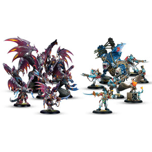 Colorful fantasy figurines on a white background