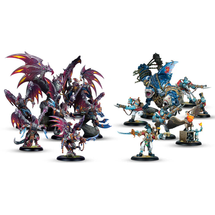 Colorful fantasy figurines on a white background