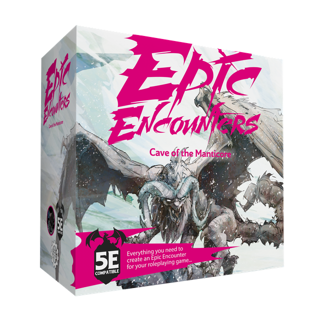 Epic Encounters game box with dragon illustration on a white background