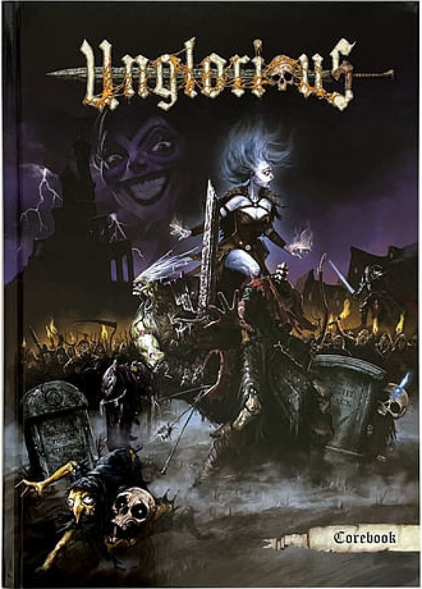Cover of 'Unglorious' with a warrior and dark fantasy elements
