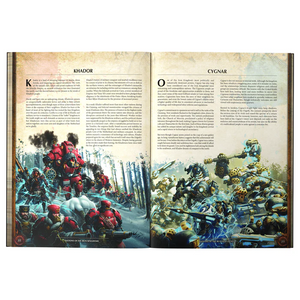 Open book showing illustrations of soldiers and battle scenes with text on a white background
