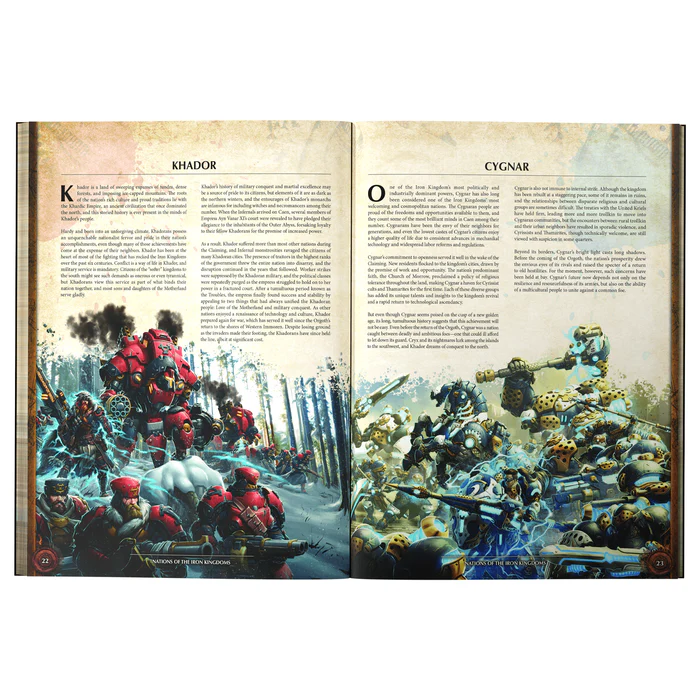 Open book showing illustrations of soldiers and battle scenes with text on a white background